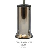 Doruk Ayak, Cıvatalı Baza Koltuk Dolap Ayağı, Metal, Krom, M10, 12 cm