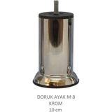 Doruk Ayak, Cıvatalı Baza Koltuk Dolap Ayağı, Metal, Krom, M8, 10 cm
