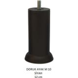 Doruk Ayak, Cıvatalı Baza Koltuk Dolap Ayağı, Metal, Siyah, M10, 12 cm