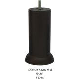 Doruk Ayak, Cıvatalı Baza Koltuk Dolap Ayağı, Metal, Siyah, M8, 12 cm