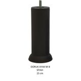 Doruk Ayak, Cıvatalı Baza Koltuk Dolap Ayağı, Metal, Siyah, M8, 15 cm