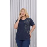 doruk collection Lacivert taşlı anne tişört