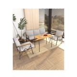 DORUK HOME Balkon, Bahçe, Cafe, Metal Kanepe Koltuk Takımı , Bahçe Mobilyası, 50x90 Masalı - 311 açık Gri