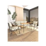 DORUK HOME Balkon, Bahçe, Cafe, Metal Kanepe Koltuk Takımı , Bahçe Mobilyası, 90x50 Masalı - 3 1 1 krem