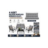 DORUK HOME Doruk bahçe mobilyası minderi 55x110cm 4 adet balkon mobilyası minder kılıfı