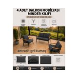 DORUK HOME Doruk bahçe ve balkon mobilyası minder kılıfı 55x100cm antarasit kılıf