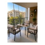 DORUK HOME Rüya model, Balkon, Bahçe, Cafe, Balkon takımı, oturma grubu, Metal kanepe, Balkon Mobilyası 2 1 1 50x90 masalı