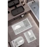 Doruklar Home Collection Bambu Kumaş Kaymaz Tabanlı Yıkanabilir 3'lü Klozet Takımı Dijital Baskı Banyo Paspas Seti BKLZ0002 - Renkli