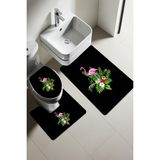 Doruklar Home Collection Modern Desenli Dijital Baskı 3’lü Banyo Paspas Takımı Yıkanabilir Kaymaz Tabanlı Klozet Takımı KLZ0009 - Renkli