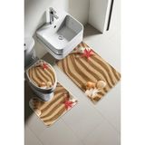 Doruklar Home Collection Modern Desenli Dijital Baskı 3’lü Banyo Paspas Takımı Yıkanabilir Kaymaz Tabanlı Klozet Takımı KLZ0011 - Renkli