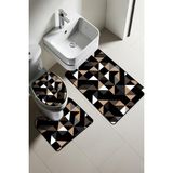 Doruklar Home Collection Modern Desenli Dijital Baskı 3’lü Banyo Paspas Takımı Yıkanabilir Kaymaz Tabanlı Klozet Takımı KLZ0016 - Renkli
