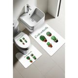 Doruklar Home Collection Modern Desenli Dijital Baskı 3’lü Banyo Paspas Takımı Yıkanabilir Kaymaz Tabanlı Klozet Takımı KLZ0019 - Renkli