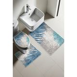 Doruklar Home Collection Modern Desenli Dijital Baskı 3’lü Banyo Paspas Takımı Yıkanabilir Kaymaz Tabanlı Klozet Takımı KLZ0023 - Renkli