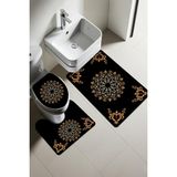 Doruklar Home Collection Modern Desenli Dijital Baskı 3’lü Banyo Paspas Takımı Yıkanabilir Kaymaz Tabanlı Klozet Takımı KLZ0032 - Renkli
