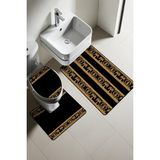 Doruklar Home Collection Modern Desenli Dijital Baskı 3’lü Banyo Paspas Takımı Yıkanabilir Kaymaz Tabanlı Klozet Takımı KLZ0038 - Renkli