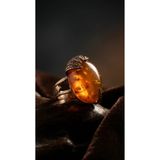 Dorvina Bronz Kadın Yüzük Antik Takı Akik Taşı Oval Model Ayarlanabilir Vintage Yüzük
