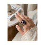 Dorvina Bronz Kadın Yüzük Antik Takı Lacivert Kristal Taş Mevlevi Model Ayarlanabilir Vintage Yüzük