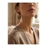 Dorvina Bronz Küpe Otantik Takı Margazit Taşı Ters Lale Model Vintage Kadın Küpe
