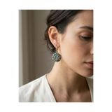 Dorvina Bronz Küpe Otantik Takı Turkuaz Firuze Taşı İşlemeli Topaz Model Vintage Kadın Küpe