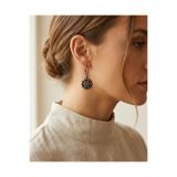 Dorvina Bronz Vintage Kadın Küpe Otantik Takı Margazit Taşı İşlemeli Çiçek Model