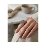 Dorvina Bronz Vintage Kadın Yüzük Otantik Bakır Takı Pembe Zirkon İşli Yuvarlak Model Ayarlanabilir