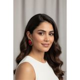 Dorvina Pirinç Kadın Küpe Bordo Vintage Model Gold Renk | Şık ve Dayanıklı Takı, Aksesuar