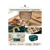 Dorvina Takı Kutusu Düzenleyici Seyahat Çantası Kolye Yüzük Küpe Organizer Kadife Petrol Yeşili 12cmx8cm