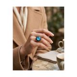 Dorvina Vintage Kadın Yüzük Bronz Otantik Takı Turkuaz Mavi Kristal TaşLI Papatya Model Ayarlanabilir