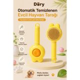 Dory Otomatik Temizlenen Kedi Figürlü Evcil Hayvan Tarağı Sarı