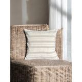 Doryan Home Boho Lines Gri Çizgili Bej Ham Keten Pamuk Kırlent Kılıfı 45x45cm - 45 x 45 cm