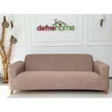 Döşemelik Kumaş Düz Keten Lastikli 3 Kişilik 1 Adet Büyük Kanepe Örtüsü - 180 x 230 cm - Sütlü Kahve