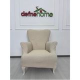 Döşemelik Kumaş Düz Keten Lastikli Kayma Yapmayan 1 Adet Berjer Koltuk Örtüsü - Krem - 75 x 120 cm
