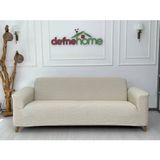 Döşemelik Kumaş Düz Keten Lastikli Kayma Yapmayan 3 Kişilik 1 Adet Büyük Kanepe Örtüsü - 180 x 230 cm - Krem