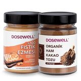 Dosewell Lezzet İkilisi -%100 Fıstık Ezmesi 300g, Organik Ham Kakao Tozu 140g