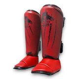 Dosmai Panther Power Ayak Kaval Koruma Seti Dövüş Sporları Profesyonel Kaval Ayak Koruyucu Kick Boks Kaval Koruyucu WUSHU KO447 (KIRMIZI, M)