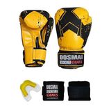 Dosmai Tabea Boks Kick Boks Muay Thai Eldiveni Seti Boks Eldiveni Bandaj Ve Dişlik 3’lü Set (SARI, 10 Oz)