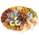 ''Dost Güldüren'' Hediyelik Lokum Çikolata Şekerleme Kuru Meyve Kayısı Lokum Tabağı 0,95 Kg