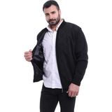 Dostum Giyim Çelik Örgü Astarlı Fermuarlı Triko Erkek Hırka Battal Boy Baba - Siyah - 6XL