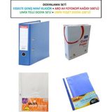 Dosyalama Seti 1 ( Klasör + Fotokopi Kağıdı + Pls. Telli Dosya + Poşet Dosya ) - Mavi - Mavi
