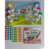 Dot Markers 6'lı Mini Boya Kalemi ve Boyama Kitabı Seti ( Nokta Etiketi Hediyeli)