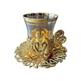 Dotdiri Çay Fincan Takımı 6 Kişilik Fincan Özel Desen Metal Döküm Cay Seti Hediyelik Sarı Renk
