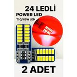 Doth T10 Dipsiz W5w Canbus 24 Ledli KIRMIZI Park Plaka Tavan Ampulü