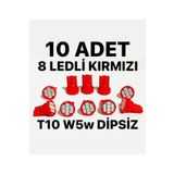 Doth T10 W5w Dipsiz 8 Ledli KIRMIZI Park Tavan Plaka Ampulü Uyumlu