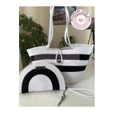 DOUBLE KNOT DESİGN 2li Takım Plaj Çantası , El Çantası Clutch, Totebag, Kadın Çanta, Yazlık, Hediyelik, Anneler Günü