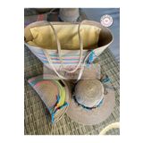 DOUBLE KNOT DESİGN 3lü Takım Plaj Çantası , El Çantası Clutch, Şapka, Totebag, Çanta, Yazlık, Hediyelik, Anneler Günü