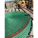 Double Knot Design 7 Prç Amerikan Servis Seti Supla Hediyelik Hasır Jüt Tress Yemek Masası Davet - 33 x 33 cm - Kırmızı - Yeşil