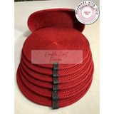 Double Knot Design 7 Prç Amerikan Servis Seti Supla Hediyelik Hasır Jüt Tress Yemek Masası Davet - 33 x 33 cm - Kırmızı