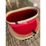 Double Knot Design 7 Prç Amerikan Servis Seti Supla Hediyelik Hasır Jüt Tress Yemek Masası Davet - 35 x 35 cm - Kırmızı