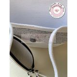 Double Knot Design Bailey 2li Takım Plaj Çantası , El Çantası Clutch, Totebag, Kadın Çanta, Yazlık, Hediyelik, hasır Jüt Tress - Beyaz - Siyah