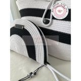 Double Knot Design Bailey 2li Takım Plaj Çantası , El Çantası Clutch, Totebag, Kadın Çanta, Yazlık, Hediyelik, hasır Jüt Tress - Zebra
